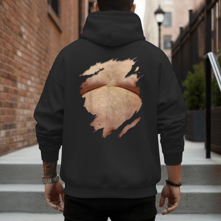 Fat Hairy Guy Big Stomach & Man Boobs Fat Dad BOD Men's Hoodie Back Print Fat Hairy Guy Big Stomach & Man Boobs Fat Dad BOD Men's Hoodie Back Print