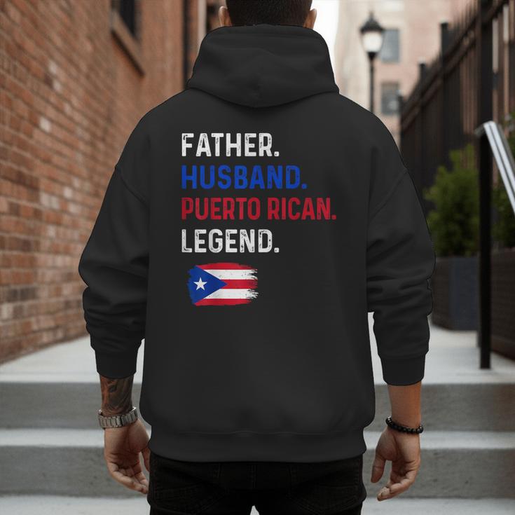 Father Husband Puerto Rican Legend Proud Dad Rico Flag Men's Hoodie Back Print