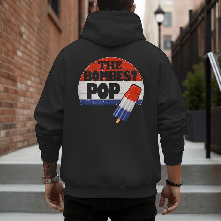 Fathers Day Shirt Cool Dad Bombest Pop Retro 80s Dad Men's Hoodie Back Print