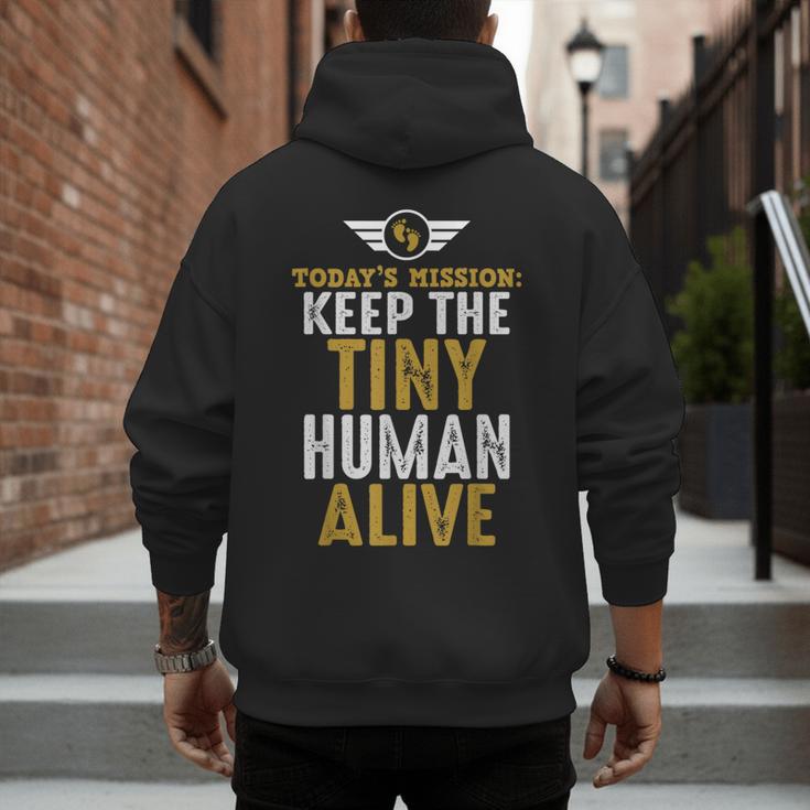 Father's Day By Tee Company New Dad First Time Father Keep Tiny Human Alive Adult Classic Fit Short Sleeve Men's Hoodie Back Print