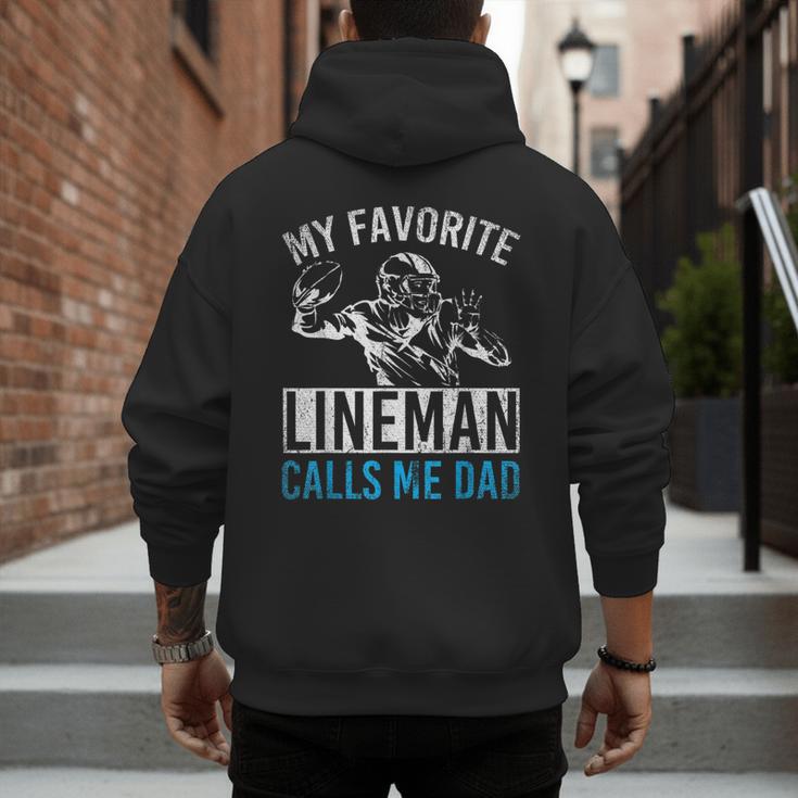 My Favorite Lineman Calls Me Dad American Football Lineman Men's Hoodie Back Print