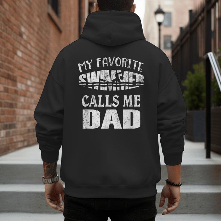 My Favorite Swimmer Calls Me Dad Vintage Swim Pool Men's Hoodie Back Print