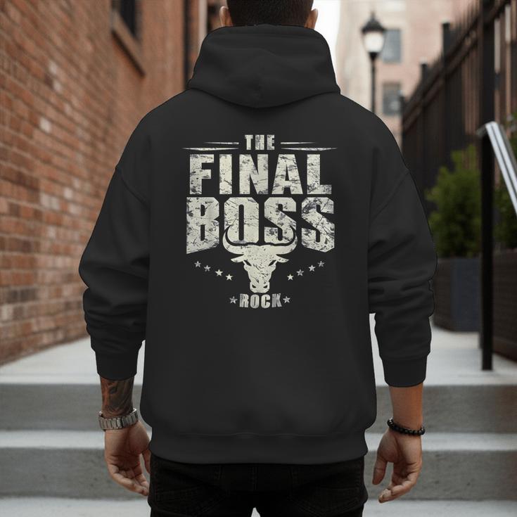 The Final Boss Vintage Rock Bull Fun Tee For Strong Dads Men's Hoodie Back Print