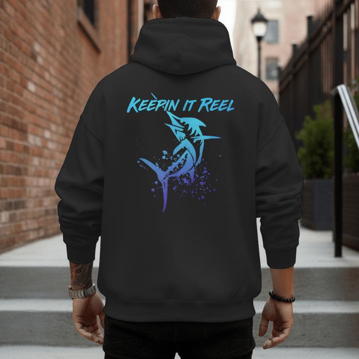 Fishing Keepin IT Reel Marlin Sport Fishermen Men Dad Men's Hoodie Back Print