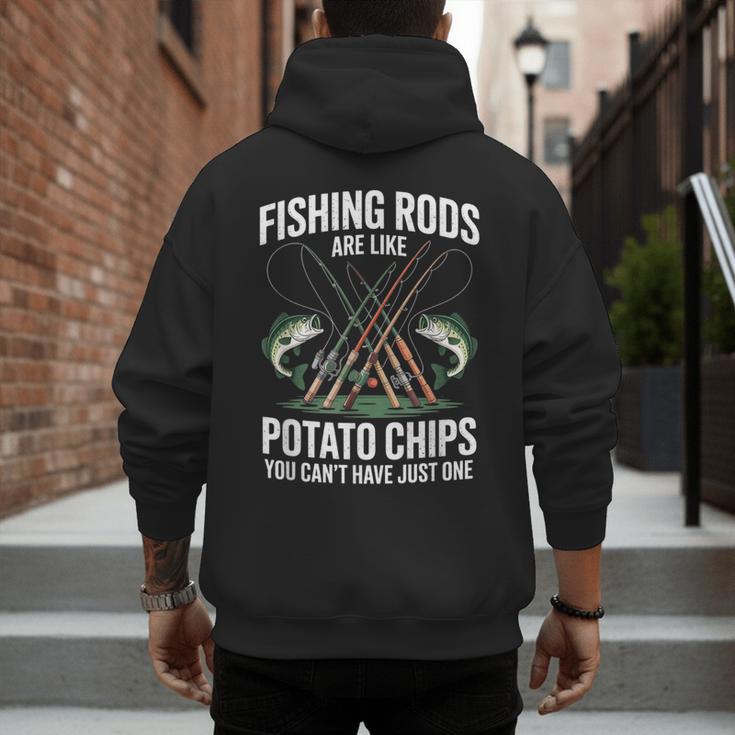 Fishing Rods Are Like Potato Chips Dad Fisherman Men's Hoodie Back Print