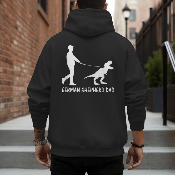 German Shepherd Dad Dinosaur GSD Owners Father's Day Men's Hoodie Back Print German Shepherd Dad Dinosaur GSD Owners Father's Day Men's Hoodie Back Print