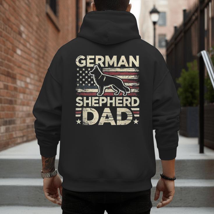German Shepherd Dad Shirt American Flag German Shepherds Men's Hoodie Back Print