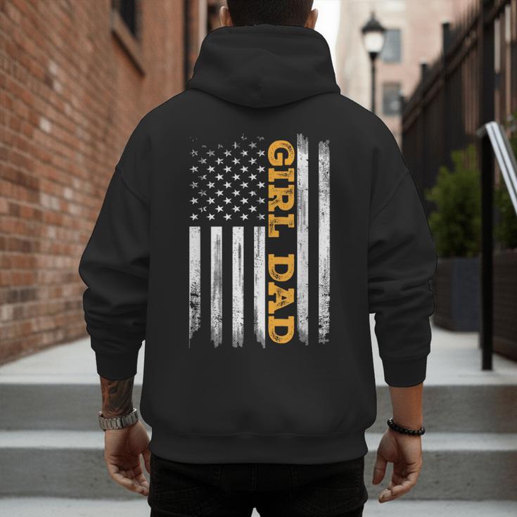 Girl Dad Father's Day Dad Daughter Dad Of Girls Outnumbered Men's Hoodie Back Print