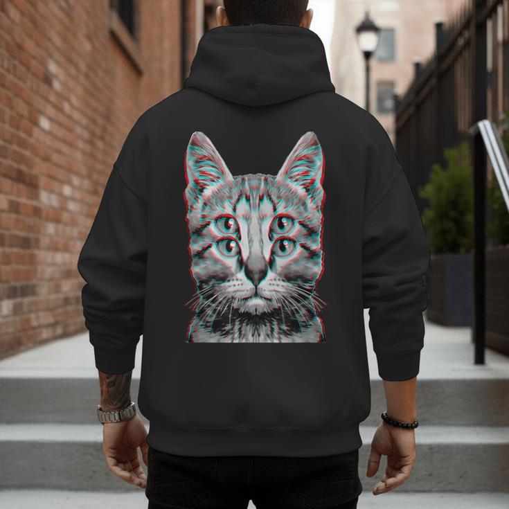 Glitch Weird Cat Kitten Optical Illusion Cat Mom Dad Men's Hoodie Back Print Glitch Weird Cat Kitten Optical Illusion Cat Mom Dad Men's Hoodie Back Print