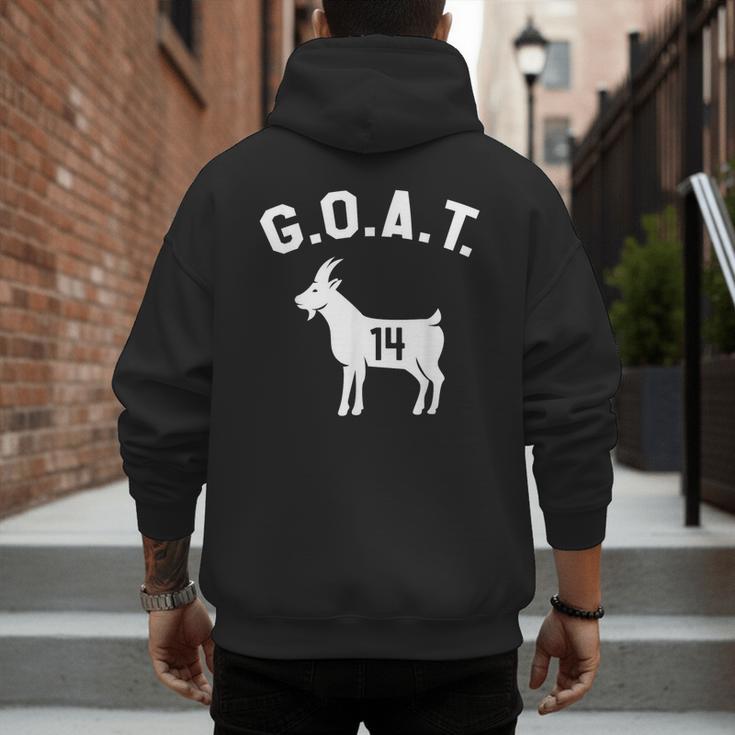 GOAT Number 14 Greatest Of All Time Dad Joke Men's Hoodie Back Print
