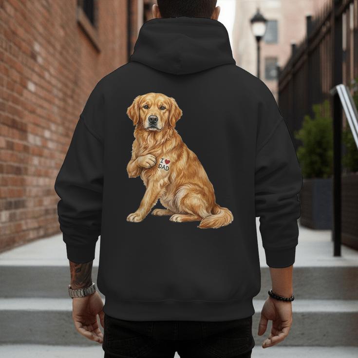Golden Retriever I Love Dad Dog Dad Father's Day Men's Hoodie Back Print