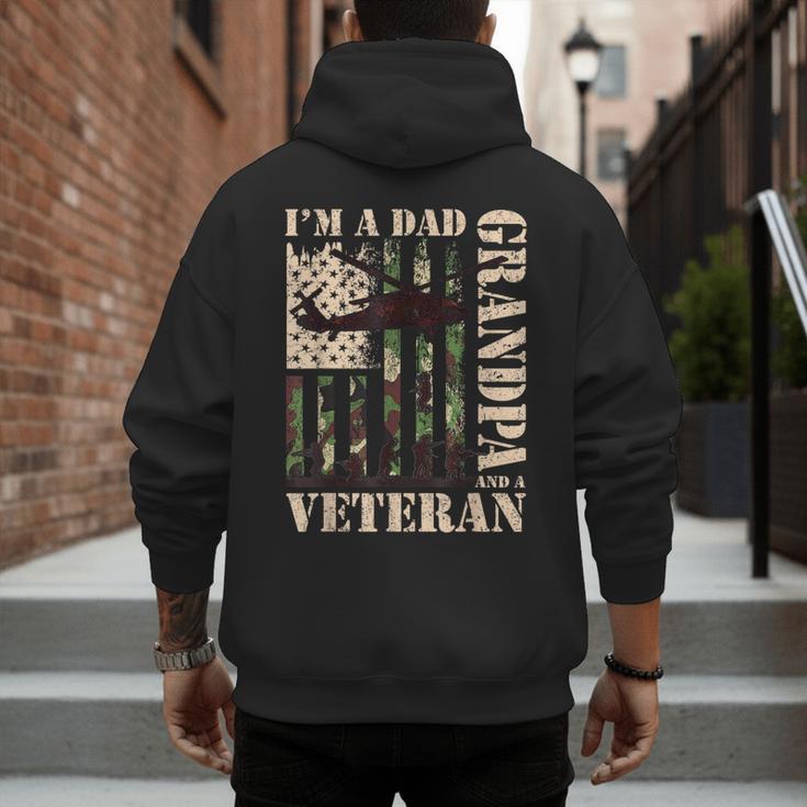 Grandpa Veteran Fathers Day Dad Veteran Camo American Flag Men's Hoodie Back Print