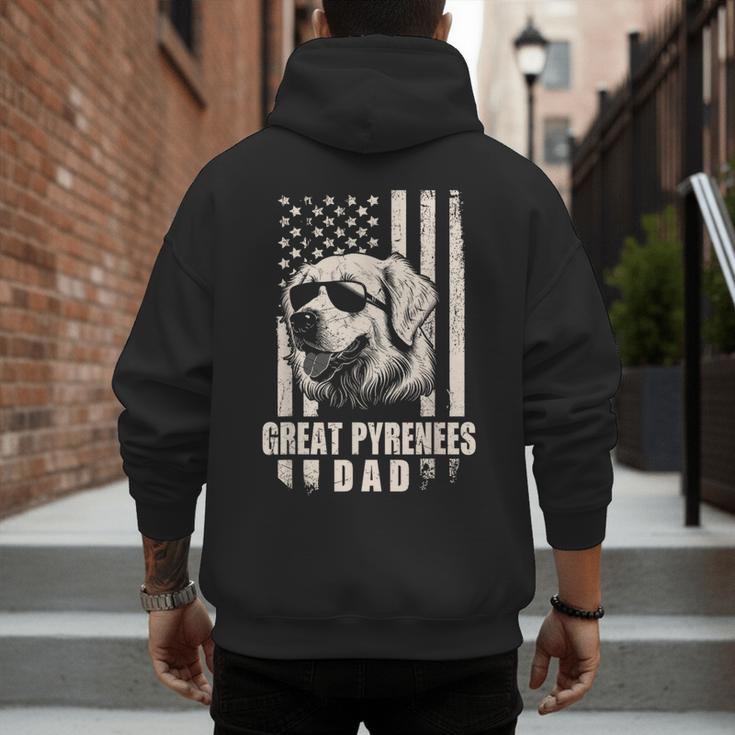 Great Pyrenees Dog Dad American Flag For Father Men Men's Hoodie Back Print Great Pyrenees Dog Dad American Flag For Father Men Men's Hoodie Back Print