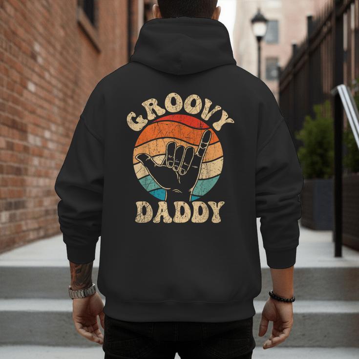Groovy Daddy 70s Aesthetic Nostalgia 1970's Retro Groovy Dad Men's Hoodie Back Print