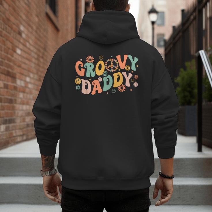 Groovy Daddy Birthday Party Peace Sign Dad 60s 70s Hippie Men's Hoodie Back Print