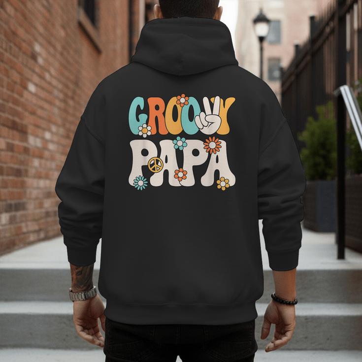 Groovy Papa Dad Retro Hippie 60s 70s Party Outfit Men Men's Hoodie Back Print