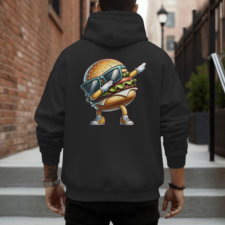 Hamburger Dabbing Kids Men Women Dab Dance Cheeseburgers Dad Men's Hoodie Back Print