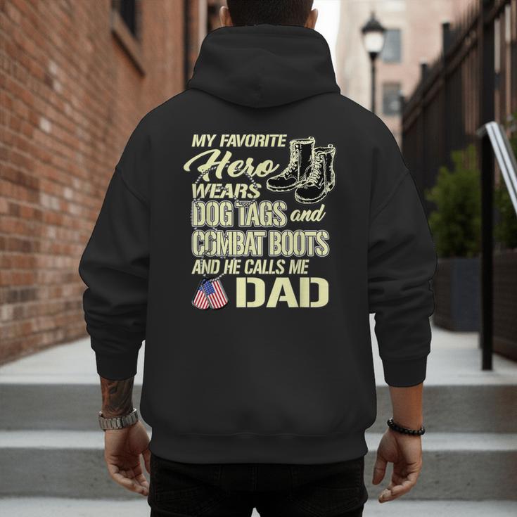 Hero Wears Dog Tags Combat Boots Proud Army Dad Father Men's Hoodie Back Print Hero Wears Dog Tags Combat Boots Proud Army Dad Father Men's Hoodie Back Print