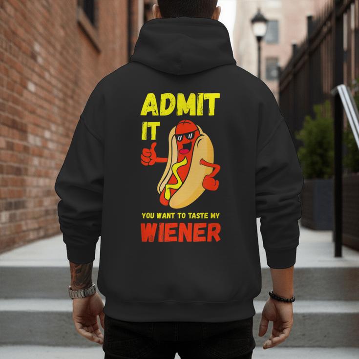 Hilarious Hot Dog Dad Joke Text Pun Dirty Joke -Barbecue Men's Hoodie Back Print
