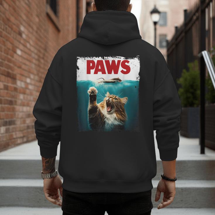 Humorous Paws Parody Cat Mouse For Cat Lover Cat Mom Cat Dad Men's Hoodie Back Print