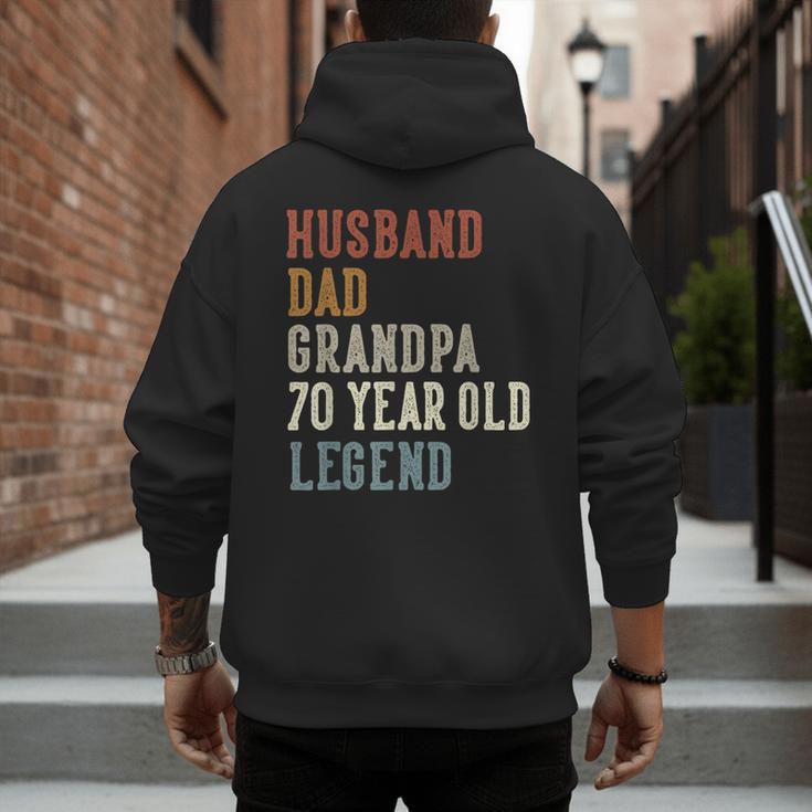 Husband Dad Grandpa 70 Year Old Legend 70th Birthday Men's Hoodie Back Print