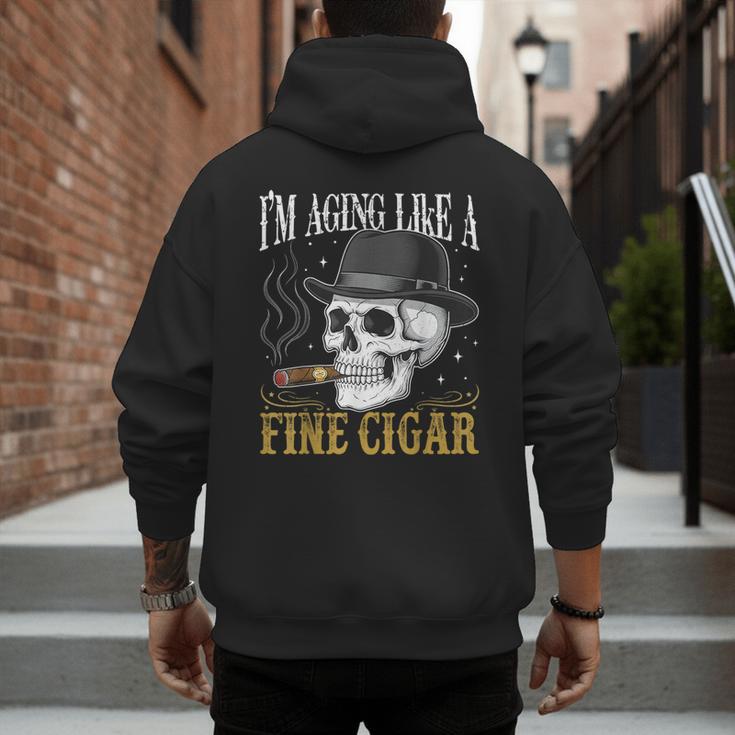 I'm Aging Like a Fine Cigar Skull Dad Retro Adult Men's Hoodie Back Print