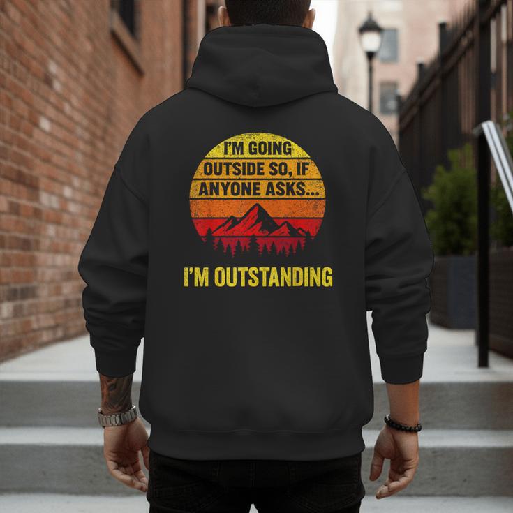 I'm Going Outside If Asked I'm Outstanding Dad Joke Men's Hoodie Back Print