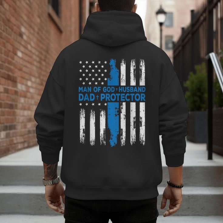 Jesus God Religious Man Of God Husband Dad Protector Men's Hoodie Back Print