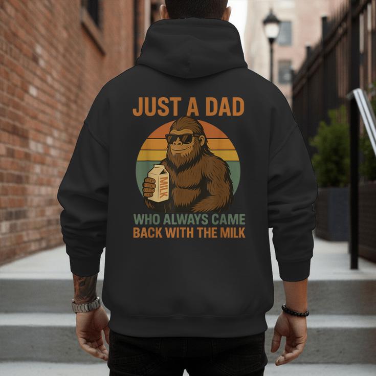 Just A Dad Who Always Came Back With The Milk Bigfoot Men's Hoodie Back Print