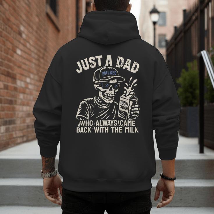 Just A Dad Who Always Came Back With The Milk Shirt Skeleton Men's Hoodie Back Print