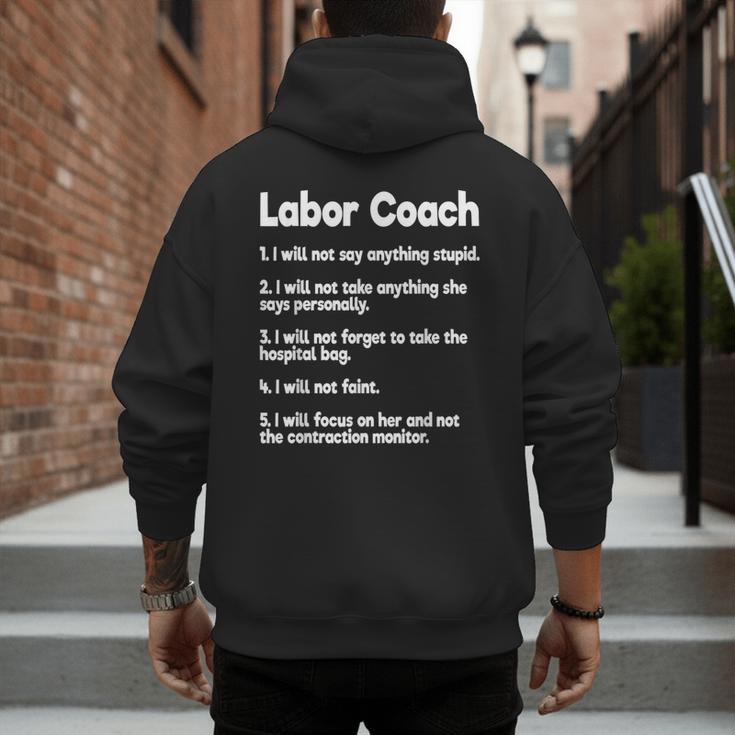 Labor Coach Expecting Dad Rules Papa Baby Men's Hoodie Back Print