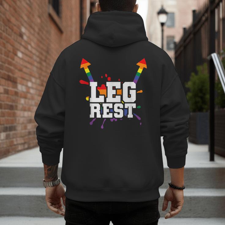 Leg Rest Naughty Dad Joke Vagitarian Lesbian Men's Hoodie Back Print