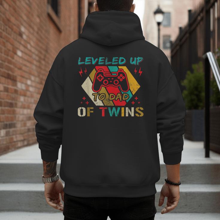 Leveled Up To Dad Of Twins Video Gamer Gaming Men's Hoodie Back Print