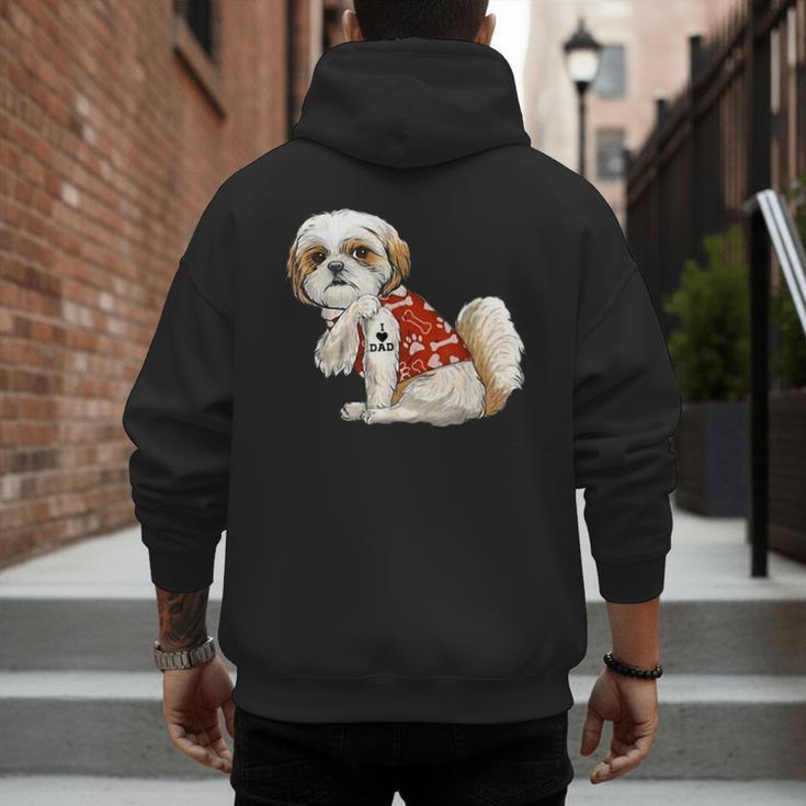 I Love Dad Tattoo Shih Tzu Dad Father's Day Men's Hoodie Back Print I Love Dad Tattoo Shih Tzu Dad Father's Day Men's Hoodie Back Print