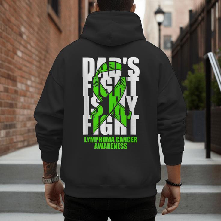Lymphoma Cancer Awareness Lime Green Ribbon Dad's Fight Men's Hoodie Back Print