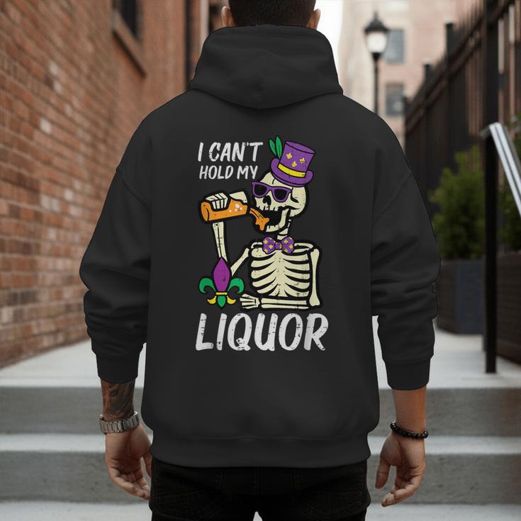 Mardi Gras Skeleton Cant Hold My Carnival Team Dad Men Men's Hoodie Back Print