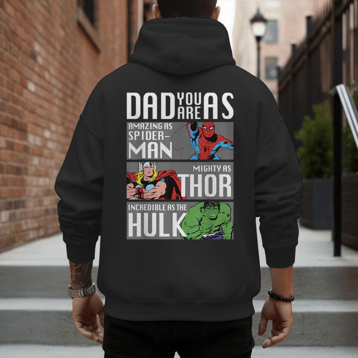 Marvel Father's Day Spider-Man Thor Hulk Dad Attributes Men's Hoodie Back Print