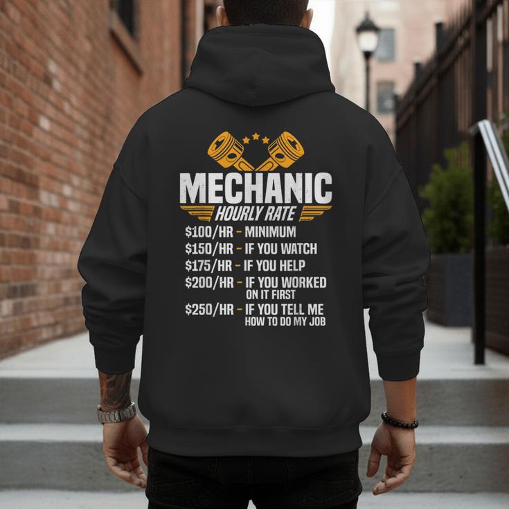 Mechanic Men Dad Hourly Rate Car Auto Garage Mechanic Men's Hoodie Back Print