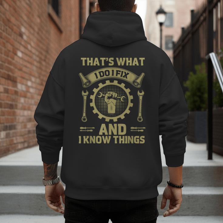 Men Dad That's What I Do I Fix Stuff And I Know Things Men's Hoodie Back Print Men Dad That's What I Do I Fix Stuff And I Know Things Men's Hoodie Back Print