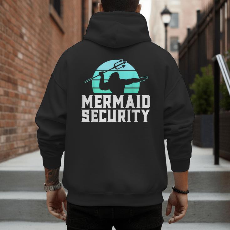 Mermaid Security Shirt Boys Swimmer Dad Merdad Trident Men's Hoodie Back Print