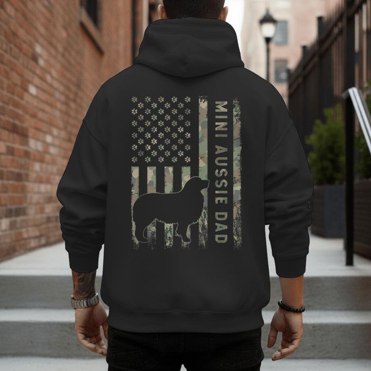 Mini Aussie Dad Australian Shepherd Dog Camo USA Flag Men's Hoodie Back Print