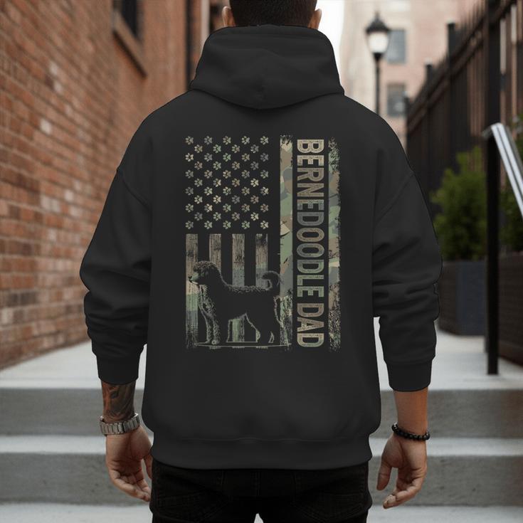 Mini Bernedoodle Dad Camo USA Flag DESIGN ON BACK Men's Hoodie Back Print