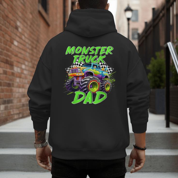 Monster Truck Dad Family Matching Birthday Party Fathers Day Men's Hoodie Back Print