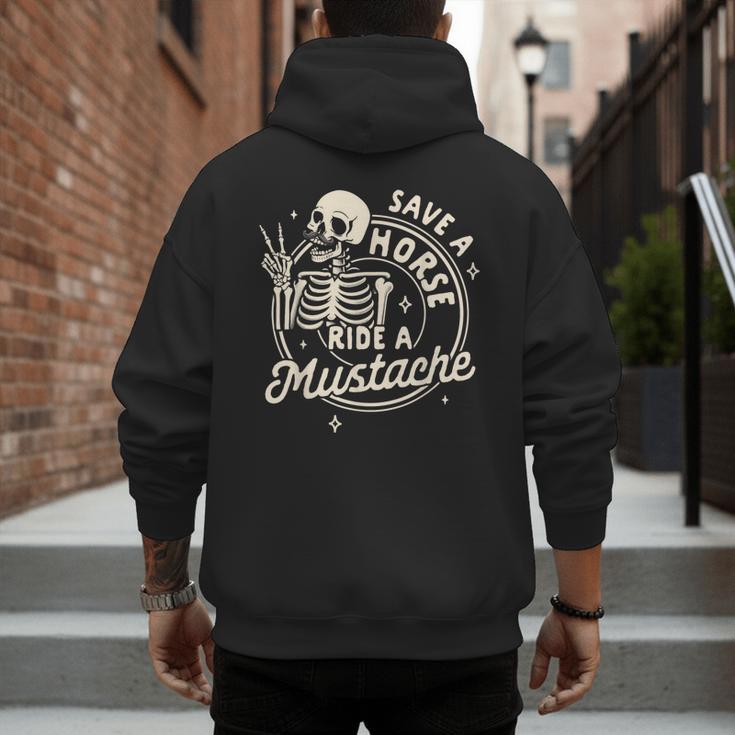 Mustache Dad Father’s Day Save A Horse Ride A Mustache Men's Hoodie Back Print