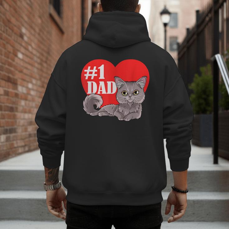 Nebelung Cat 1 Dad Father's Day Daddy Heart Decor For Men Women Kids Men's Hoodie Back Print