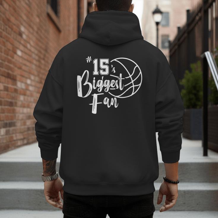 Number 15's Biggest Fan Shirt Basketball Player Mom Dad Men's Hoodie Back Print