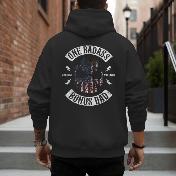One Badass Bonus Stepdad Birthday Step Dad Men's Hoodie Back Print