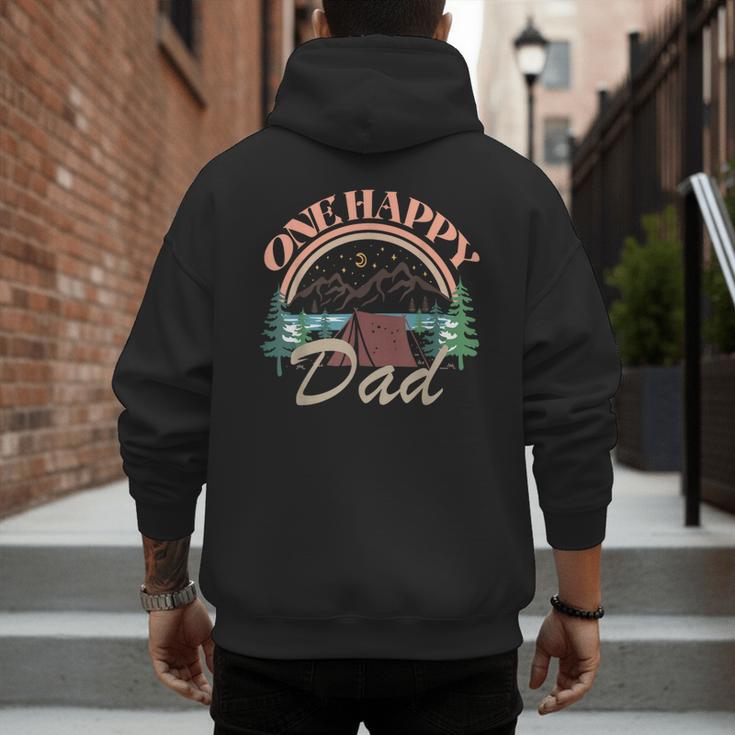 One Happy Dad First Birthday Camping Matching Family Party Men's Hoodie Back Print