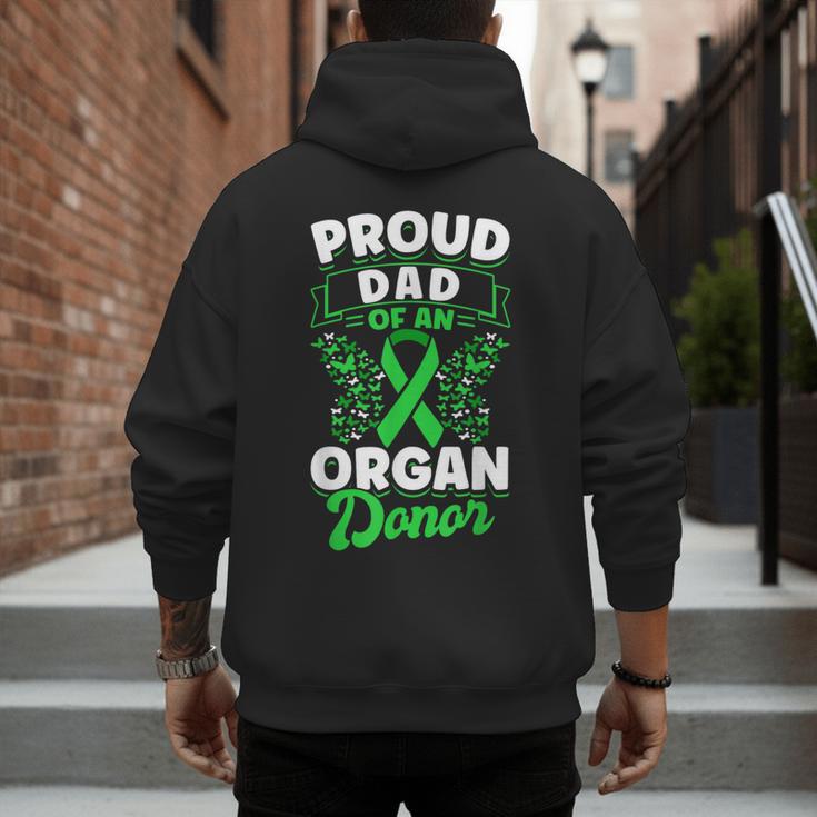 Organ Donation Green Ribbon Proud Dad Of An Organ Donor Men's Hoodie Back Print