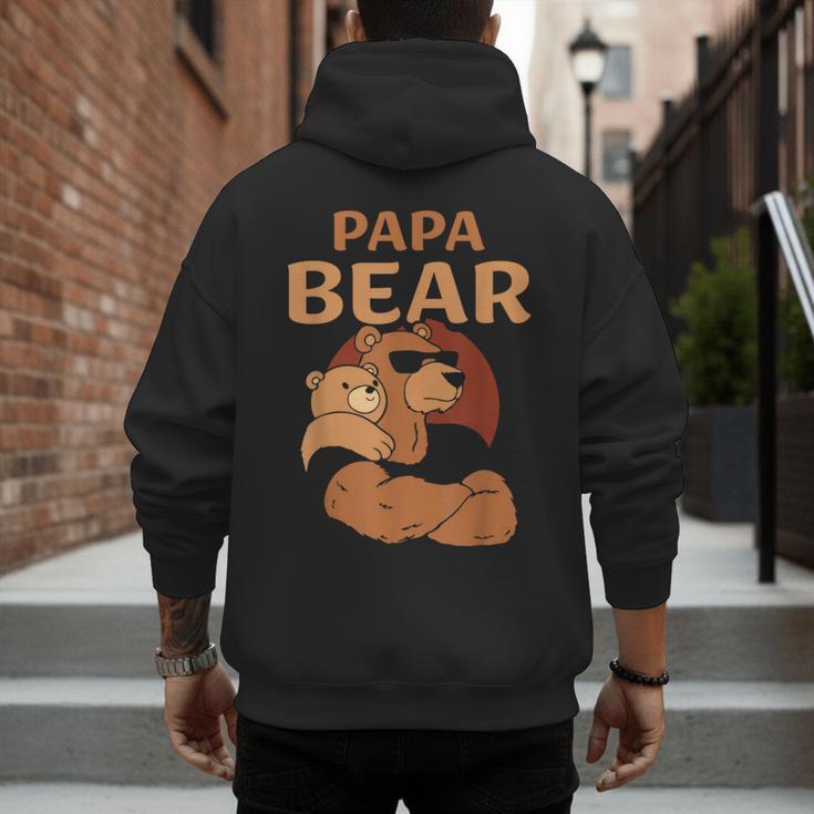 Papa Bear Bears Animal Pun Lover Dad Father Daddy Father's Men's Hoodie Back Print